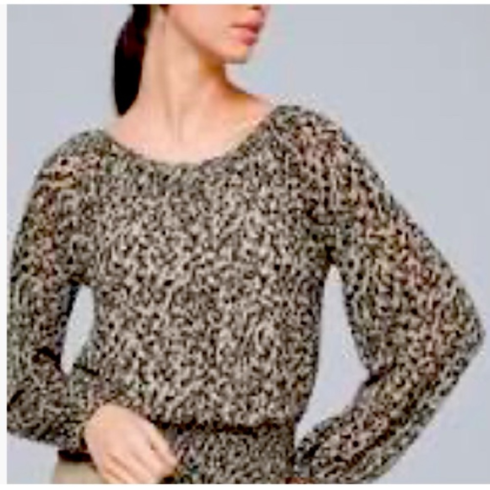 Camouflage smocked mesh top